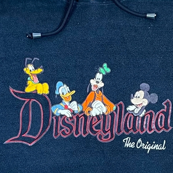 Disney Disneyland Resort Fleece Navy Draw String Waist Hoodie Sweater Mickey - Picture 3 of 7